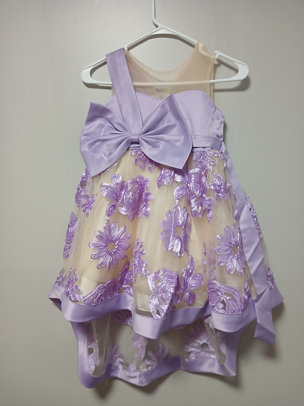 Lilac Floral Bow High-Low Girls' Formal Dress